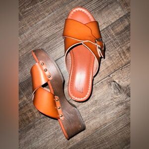 Time & Tru Memory foam clog buckle sandals